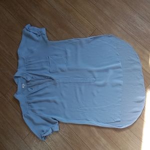 Wilfred 100% silk baby blue sheer short sleeved blouse size M